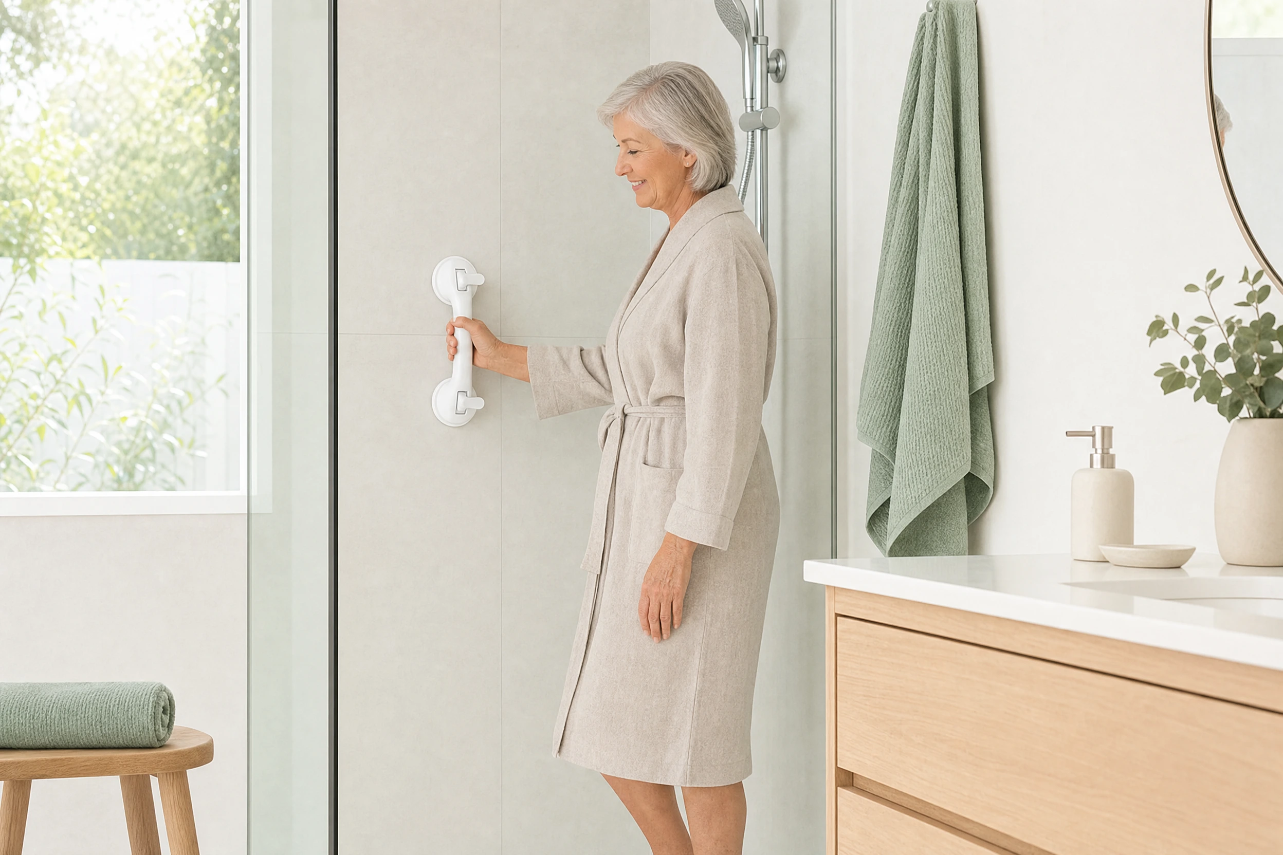Illustrative scene: At home — bathroom context