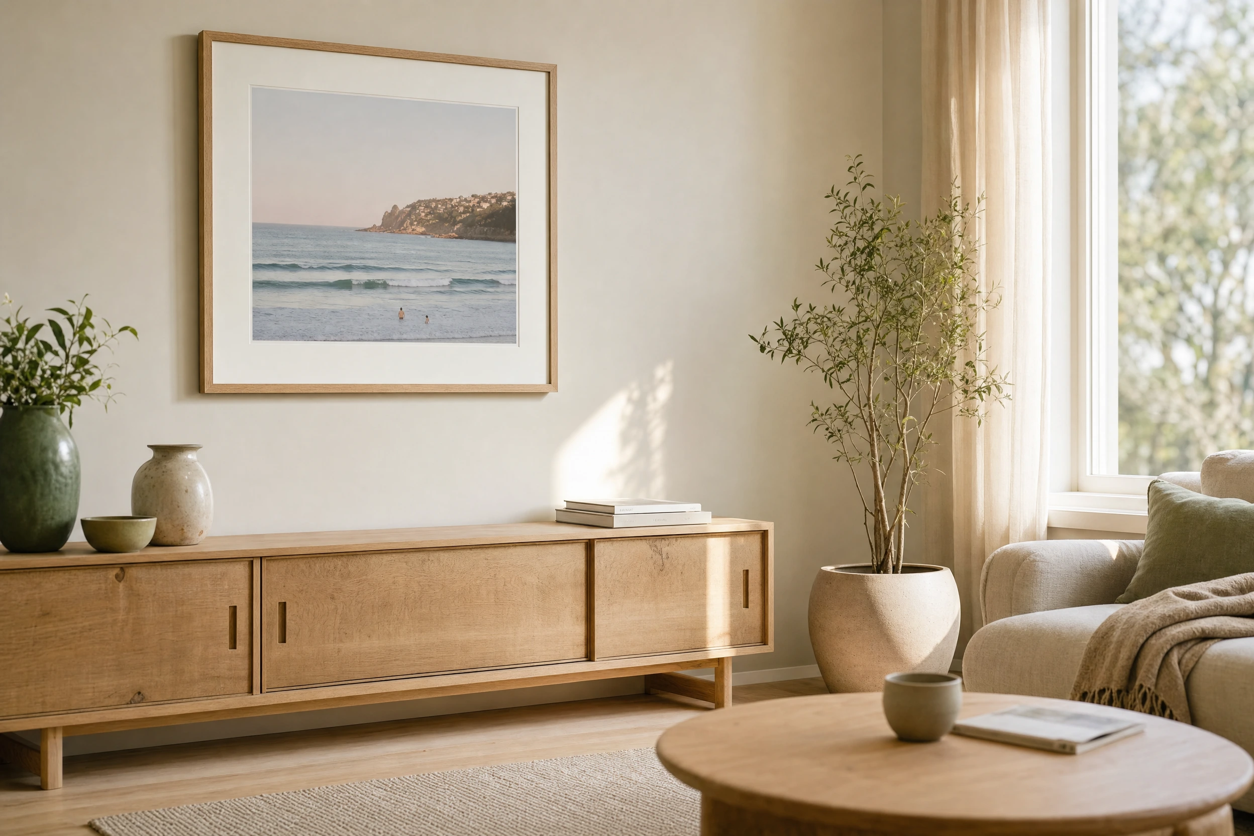 Illustrative scene: a framed photograph displayed in a room